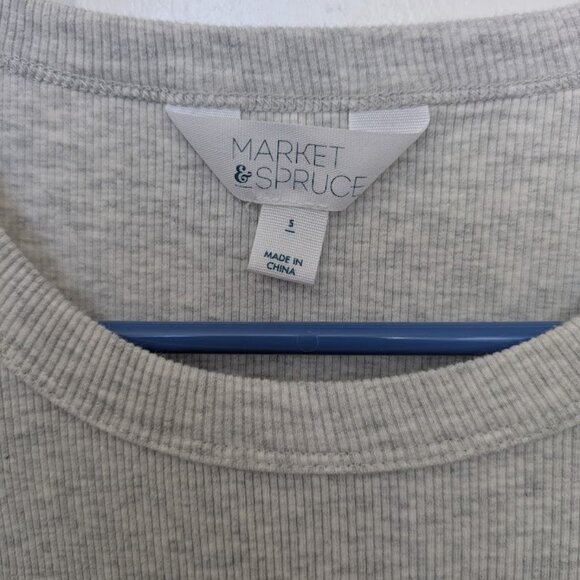 Market and Spruce womens light gray ribbed short sleeve tee size S - Picture 2 of 3
